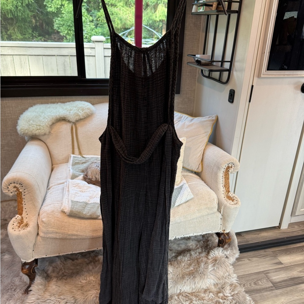 Anthropologie Charcoal Textured Garment jumpsuit size XXS - Picture 5 of 6